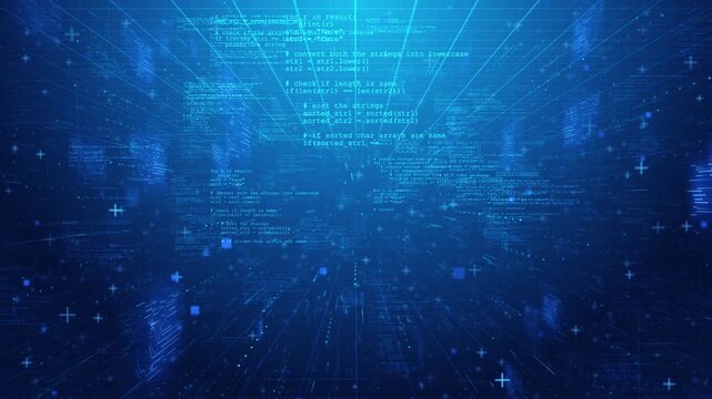 Abstract wave connected dots motion background. Digital blockchain network particles in tech cyber space. Digital cyberspace particles Digital data network connections. Abstract technology data flow,