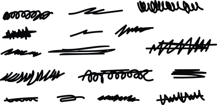 Abstract brushstroke collection black ink textures and artistic swashes