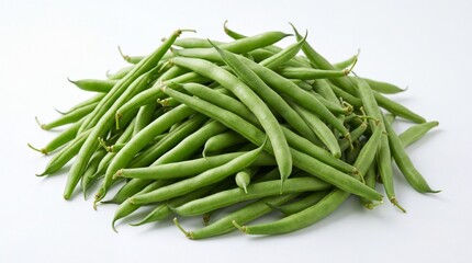 Fototapeta premium Fresh green beans pile on a table