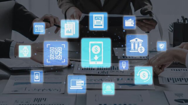 Online banking and digital banking innovation combining finance and technology, optimizing online banking systems, mobile banking services, and fintech for seamless experience. Funnel