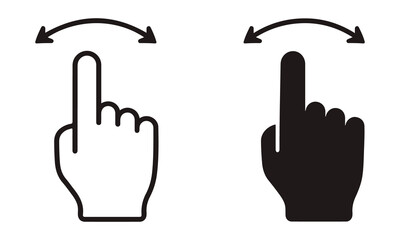 Fototapeta premium Swipe gesture hand icon set, touch screen interaction symbol, mobile navigation and user interface concept