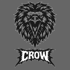 Obraz premium Vector tribal raven logo with text