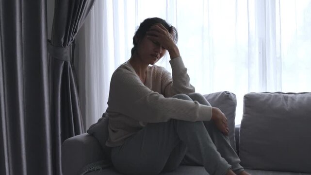 The slow-motion video shows a woman suffering from depression at home, experiencing insomnia,  depression, hopelessness, boredom, and a lack of enjoyment in things she used to love.