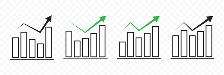 Fototapeta premium Growth icon set. Containing arrow up, growing graph, business chart icons. Vector illustration.