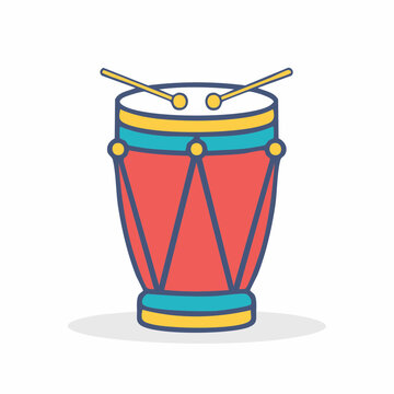 Cartoon Conga Drum with Drumsticks