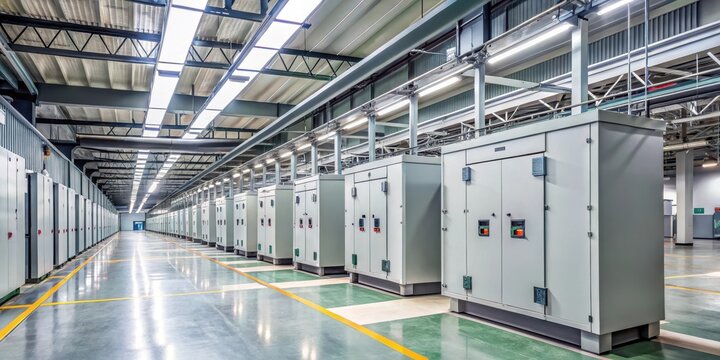 Industrial corridor with electric boxes