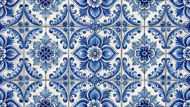 Delft Blue Seamless Pattern with Vintage Dutch Tile Decor , decorative accent, home decor,  decorative accent