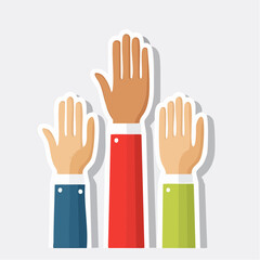 Obraz premium Raised Hands Voting or Answering Questions