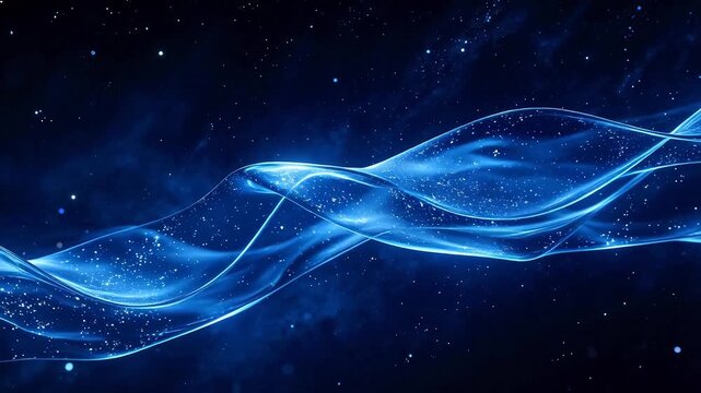 Blue flowing light in space