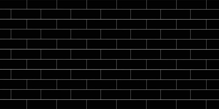 black brick wall texture, seamless cladding pattern for interior decoration, kitchen backsplash, plastic panel, building outdoor design. Abstract minimal background, vector eps 10