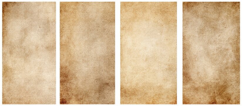 A collection of four vertical textured backgrounds showcasing aged paper with varying degrees of discoloration and subtle imperfections, evoking a sense of history and vintage charm.