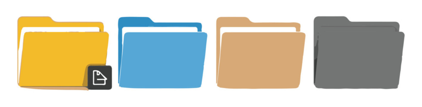 Professional digital storage folder set featuring various solid colors and dark theme design elements.
