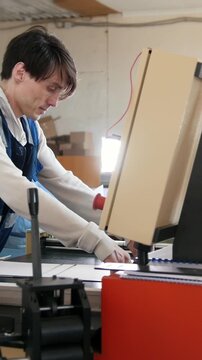 Machine working in printing house, polygraph industry