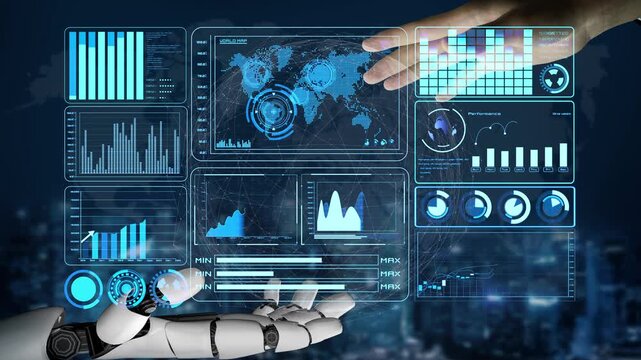 AI artificial intelligence drives data analytics with predictive models, smart dashboards, and virtual assistant insights for data-driven business decisions.