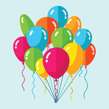 A bunch of colorful balloons floating together