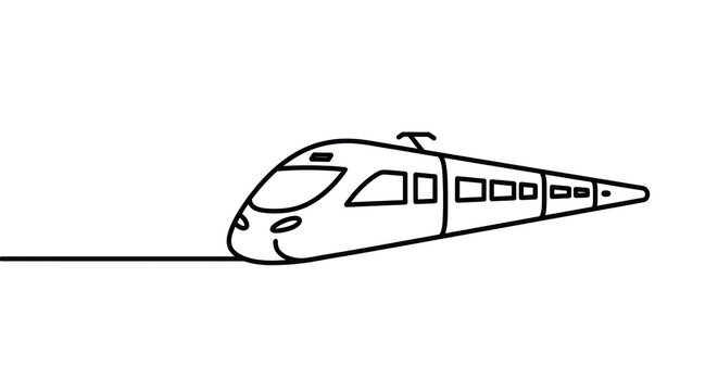 Simple Line Drawing of Modern Train.