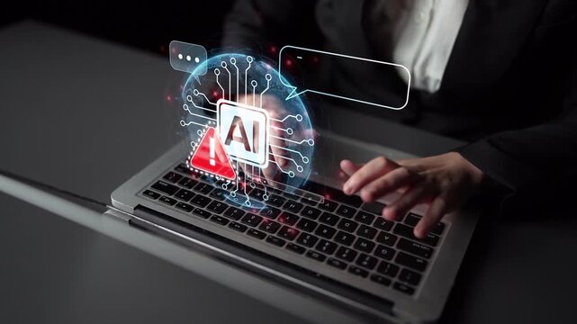 AI interface showing prompt error warning and system alert. AI prompt failure can lead to incorrect output or hallucination. Managing AI prompt error is crucial in safe AI deployment. Muxer