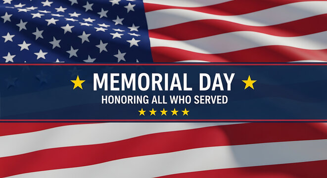 Memorial day american flag banner honoring veterans and military service