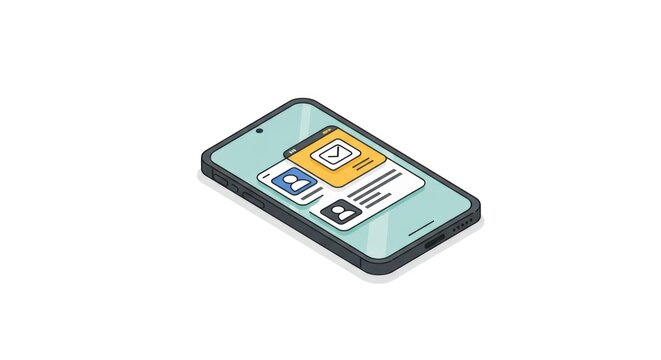 Smartphone with App Interface on Screen.