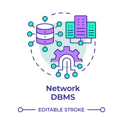Network dbms multi color concept icon. Artificial intelligence, data management. Information technology. Round shape line illustration. Abstract idea. Graphic design. Easy to use in presentation © IMG visuals icons