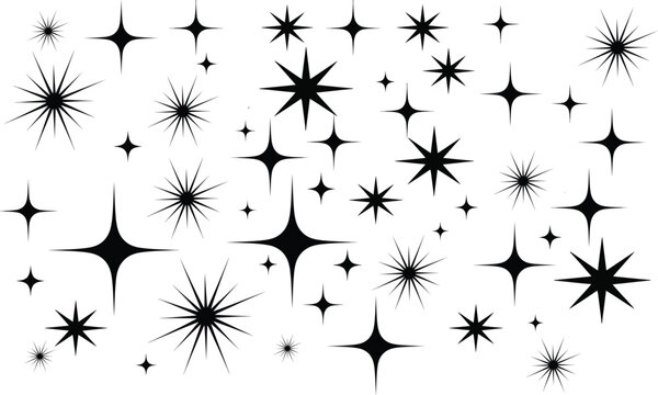 Sparkling star silhouette pattern a celestial black and white design