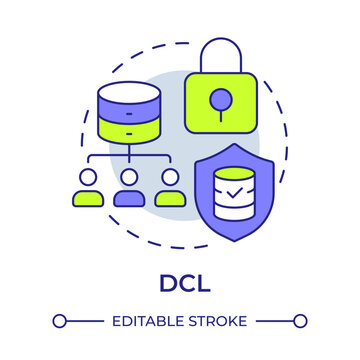 DCL multi color concept icon. Data security, system privacy. Access control. Encryption technology. Round shape line illustration. Abstract idea. Graphic design. Easy to use in presentation, article