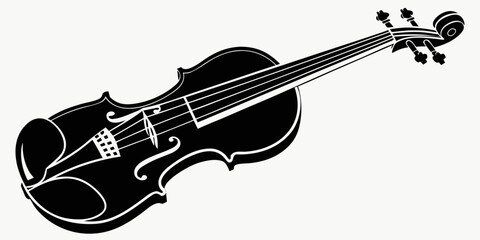 Classical violin musical instrument silhouette in a clean black and white graphic design with instrument orchestra illustration silhouette acoustic classical performance entertainment artistic © RABBY