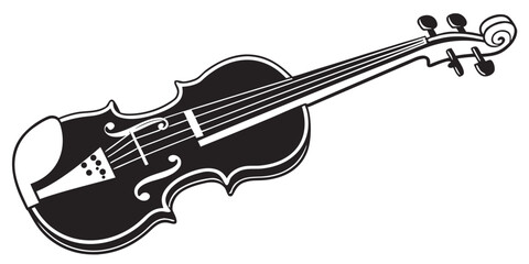 Minimalist violin black and white vector graphic with instrument classical orchestra symphony artistic illustration silhouette performance creative isolated decoration virtuoso rehearsal © RABBY