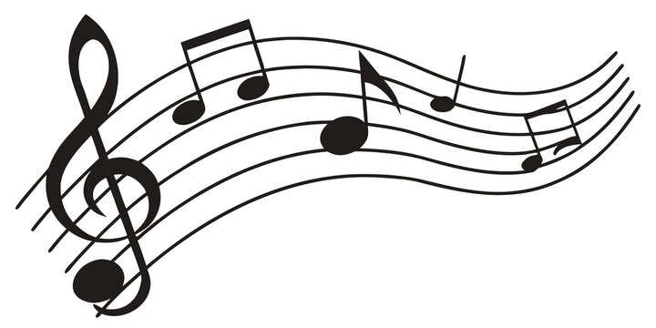 Abstract musical notation featuring treble clef and notes on curved staff lines illustration composition auditory classical creative notation instrumental performance entertainment cultural