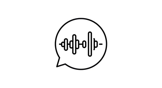Sound wave symbol in speech bubble.