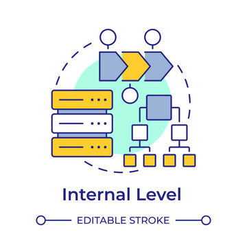 Internal level multi color concept icon. Storage management, performance optimization. Data security. Round shape line illustration. Abstract idea. Graphic design. Easy to use in presentation