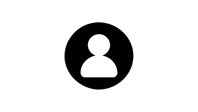 Simple black circle icon with white user silhouette, isolated on transparent background