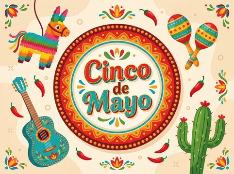 Beautiful illustration design for Mexican holiday 5 may Cinco De Mayo.
