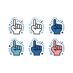 Obraz premium A hand icon set with pointing index fingers in various colors and styles