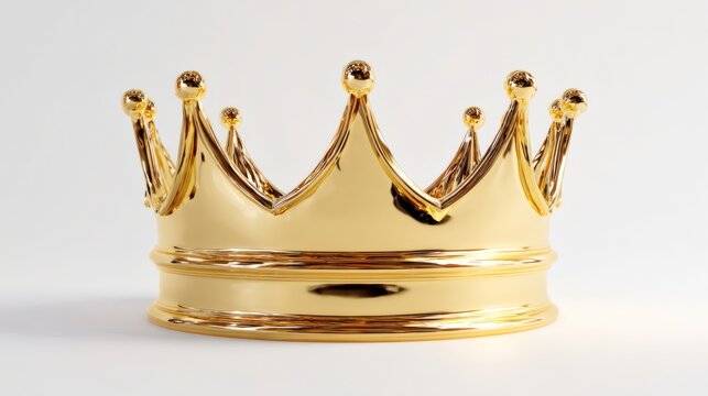 Elegant Gold Crown with Glimmering Details on a White Background
