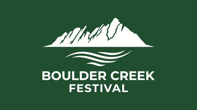 Boulder Creek Festival logo features mountain waves on green background