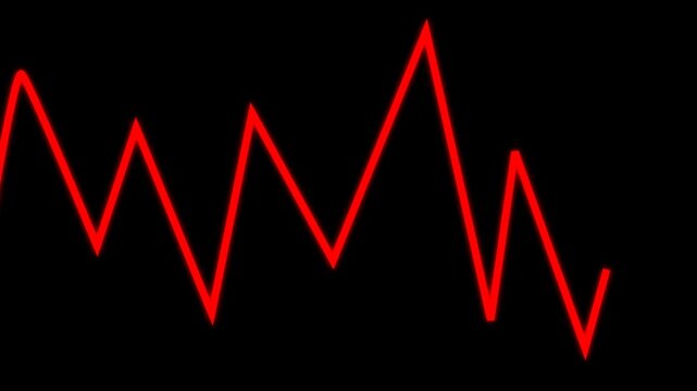 Zigzag falling data line animation representing decline and analytics trends, perfect for business reports, financial content, and modern digital presentations alpha channel