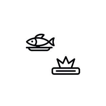 A fish icon and a crown icon on a plain background