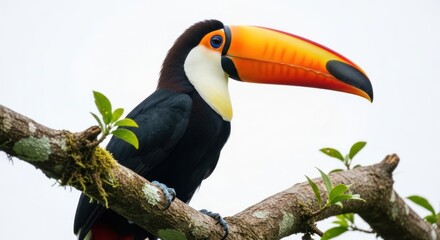 Fototapeta premium Colorful Toucan Perched on a Branch in the Rainforest.
