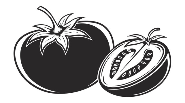 Vector illustration vector illustration of a whole tomato and a sliced tomato half