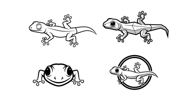 Monochrome Gecko Illustrations - A Collection of Reptilian Designs.