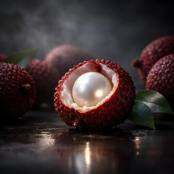 Lychee with Pearl Inside in Dramatic Luxury Food Concept