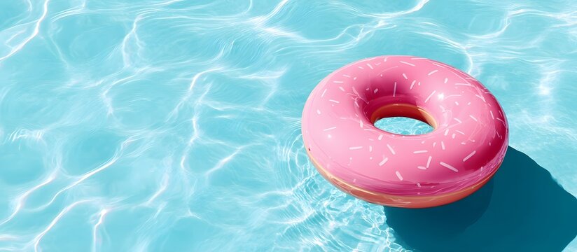 donut-shaped float in the pool. Summer vacation concept