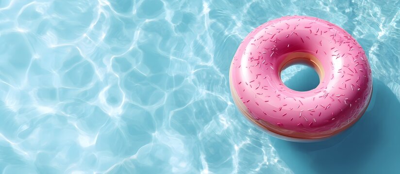 donut-shaped float in the pool. Summer vacation concept