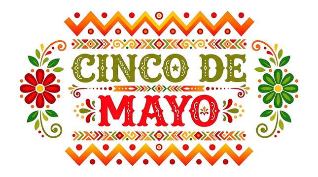 Cinco de Mayo Festive Banner with Traditional Mexican Folk Art Elements