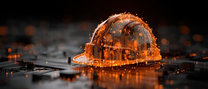 Digital safety helmet on circuit board