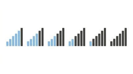 Fototapeta premium Progress bars showing signal strength and loading status against a white background.