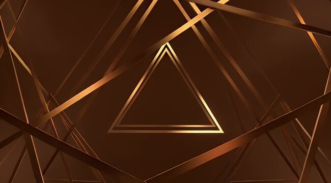 Abstract golden geometric shapes animation with dark background.