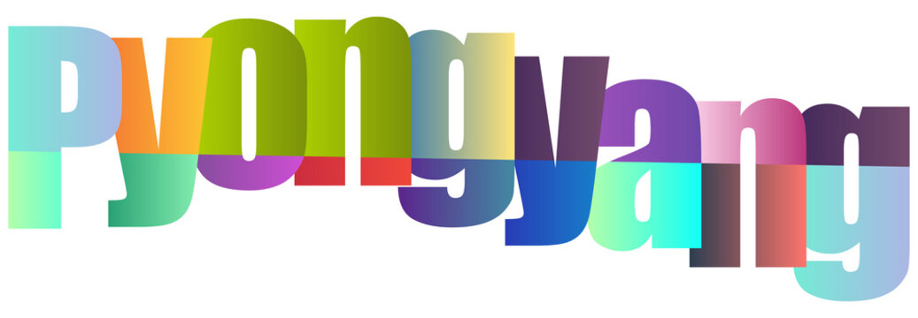 Colorful Gradient Text Logo Style Pyongyang City Name Design