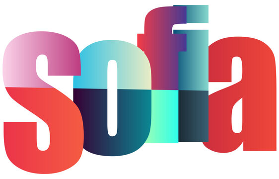 Colorful Gradient Text Letters Sofia Isolated Design